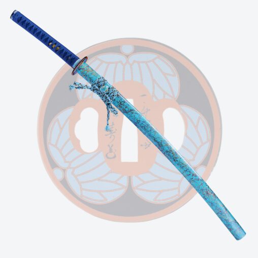 Anime Style Blue Leaf Motif Battle Ready Katana Sword