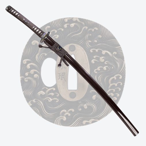 Brown Antiqued Sea Wave Battle Ready Katana Sword
