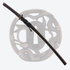 Brown Clay Tempered Katana with Snake Fittings