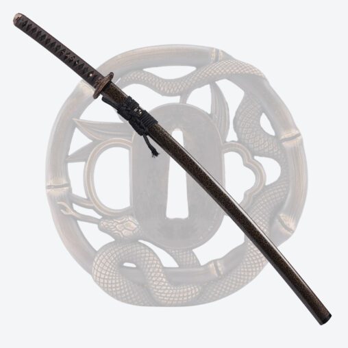 Brown Clay Tempered Katana with Snake Fittings