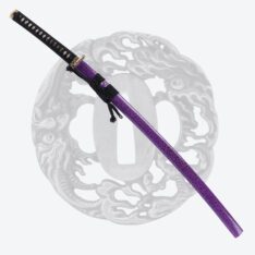 Flaming Flower Purple Katana with Brass Fittings