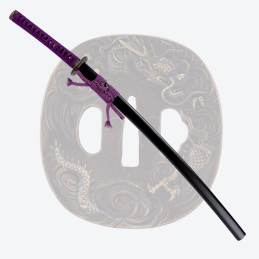 Purple Three-Clawed Japanese Katana with Dragon Fittings