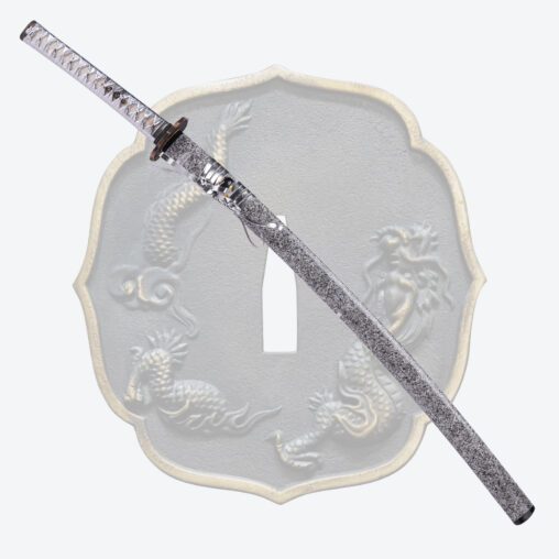 Snow Silver Dragon Hira Zukuri Leather Ito Katana