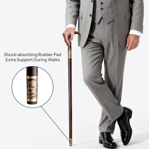 Derby Handle Dragon Cane Sword | Ebony Darkwood and Damascus Steel