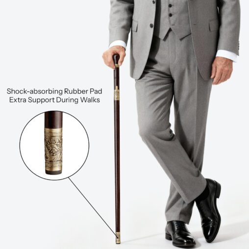 Black Domed Cane Sword | Ebony darkwood and Damascus Steel