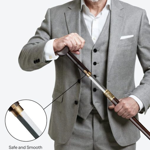 Derby Handle Dragon Cane Sword | Ebony Darkwood and Damascus Steel