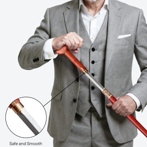 Red Derby Handle Cane Sword | Redwood and Damascus Steel