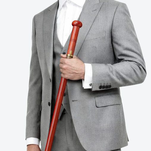 Black Dragon Round Pommel Cane Sword | Redwood and Damascus Steel