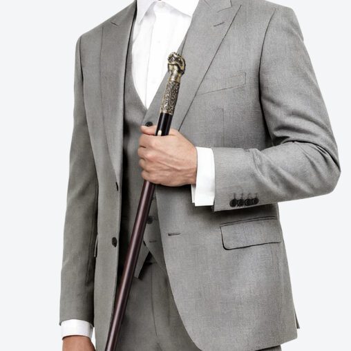 Gold Lion Cane Sword | Ebony Darkwood and Damascus Steel Blade