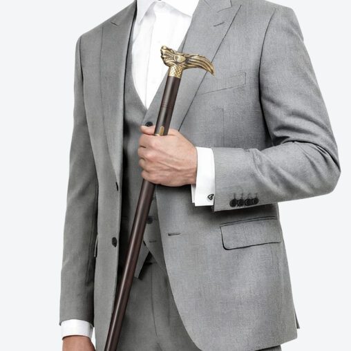 Gold Imperial Dragon-Head Cane Sword | Ebony Darkwood and Damascus Steel