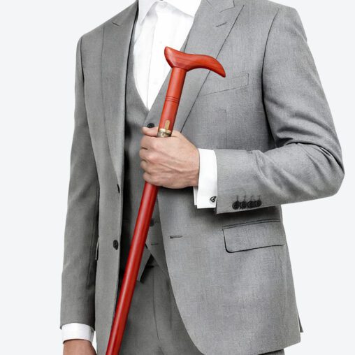 Red Derby Handle Cane Sword | Redwood and Damascus Steel