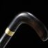 Black Crook Handle Cane Sword for Tai-Chi | Ebony Darkwood and Folded Steel