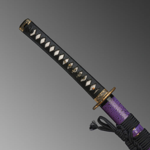 Nova Flaming Flower Purple Katana with Brass Fittings