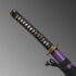 Nova Flaming Flower Purple Katana with Brass Fittings