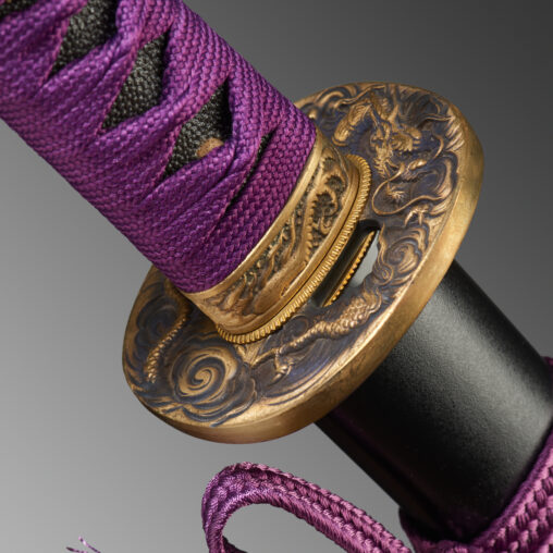 Nova Purple Three-Clawed Japanese Katana with Dragon Fittings