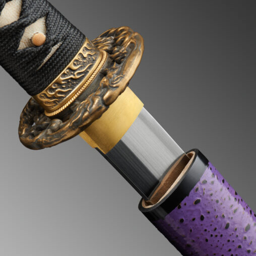 Nova Flaming Flower Purple Katana with Brass Fittings