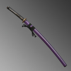 Nova Flaming Flower Purple Katana with Brass Fittings