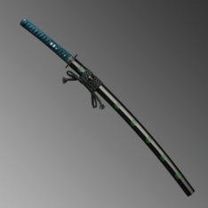 Nova Japanese Dragon Green Five Petal Cherry Blossom Katana