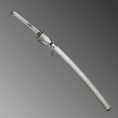 Nova Snow Silver Dragon Hira Zukuri Leather Ito Katana